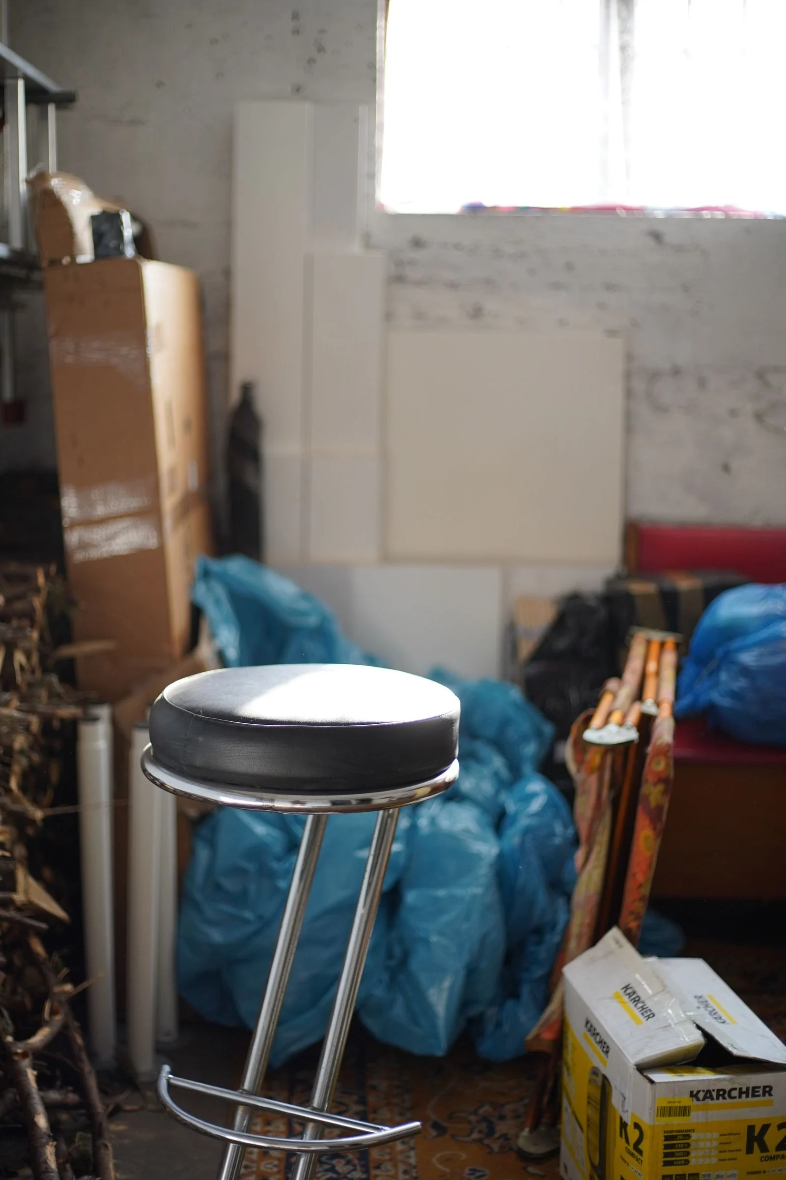Household clutter in a storage space