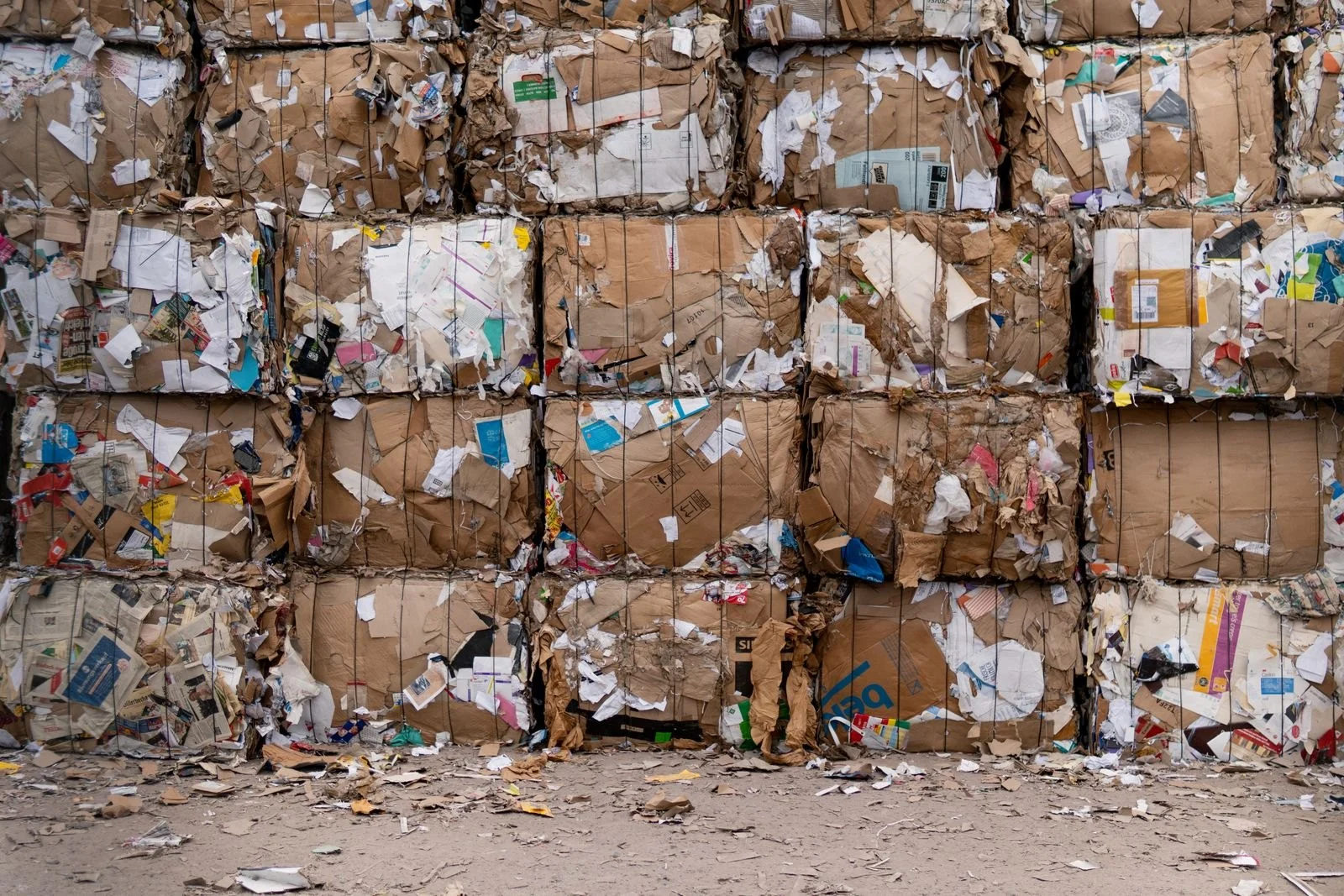 Sorted cardboard ready for processing